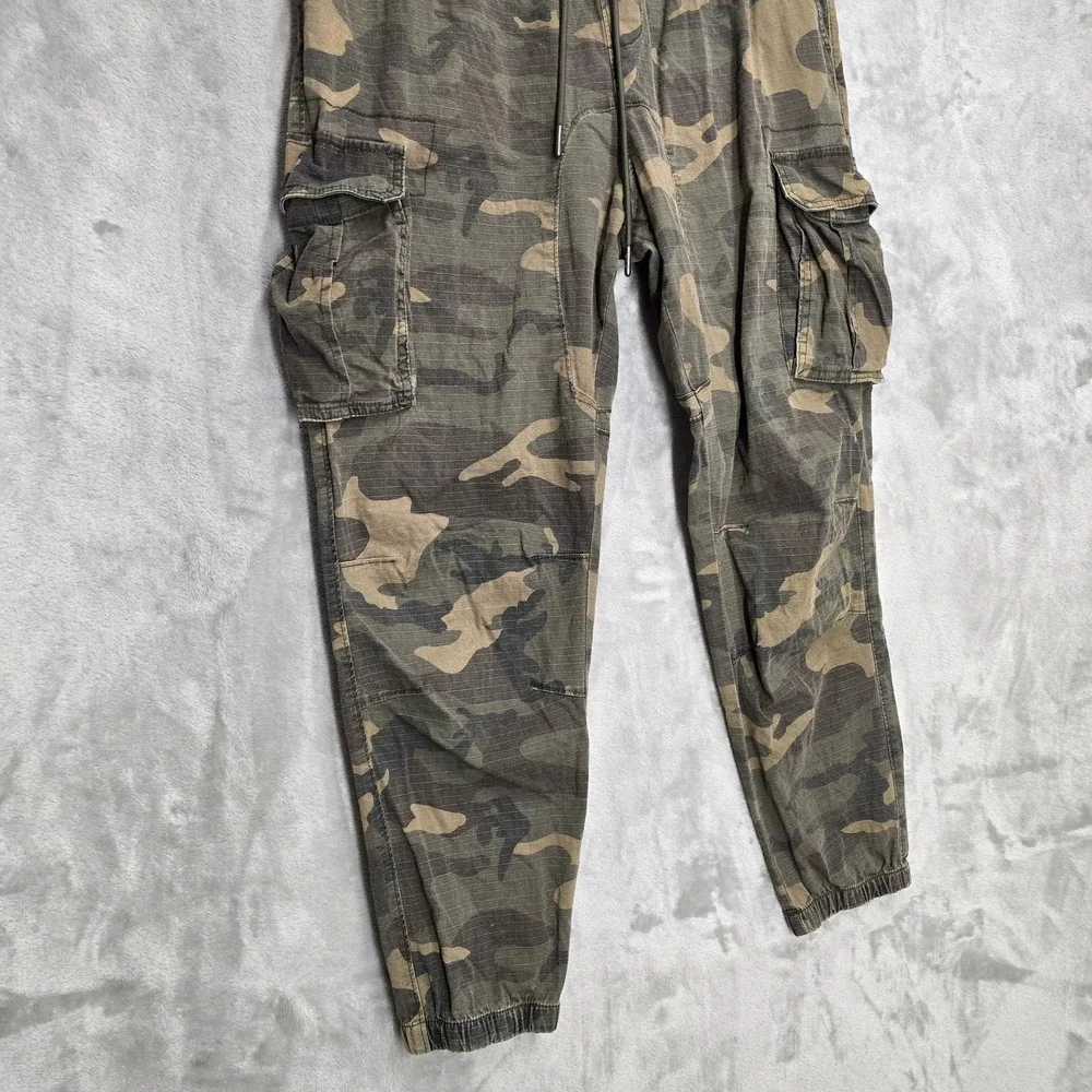 CSG Cargo Jogger Pants Mens 2XL Green Camo Ripstop Cotton Blend Drawstring Gorp